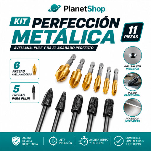 Kit x11 Piezas Avellanador y Fresas de Pulido