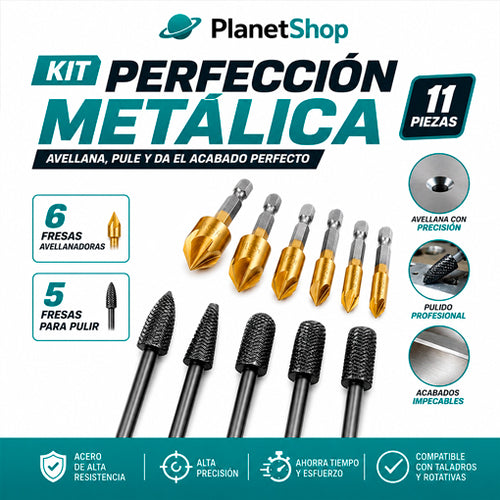 Kit x11 Piezas Avellanador y Fresas de Pulido