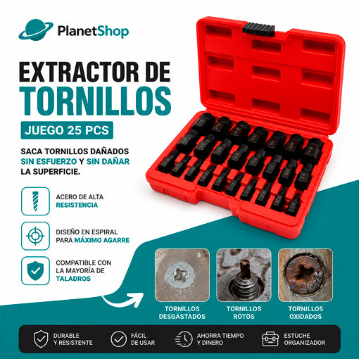 EXTRACTOR DE TORNILLOS DE 25 PCS