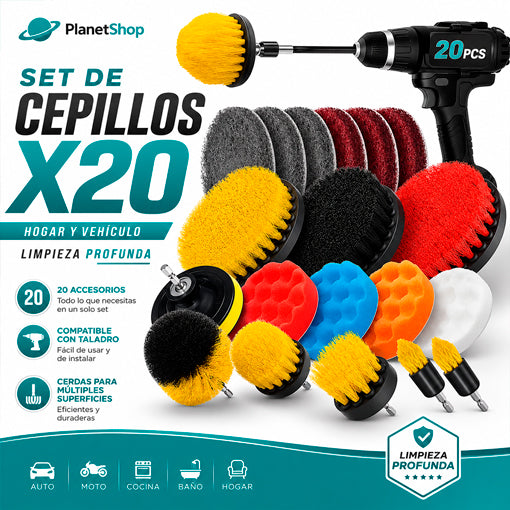 SET DE CEPILLOS PARA TALADRO x20 UND