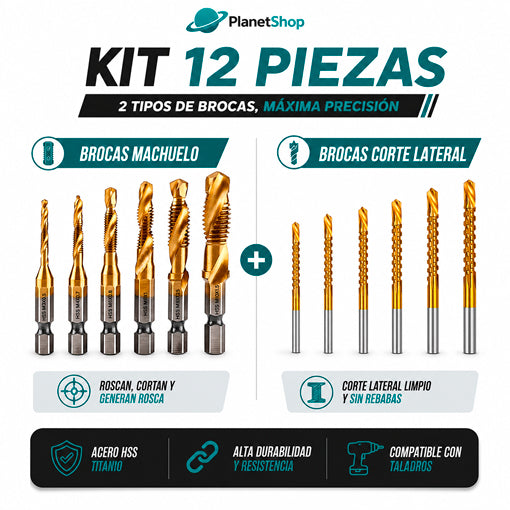 Kit Brocas de Corte Lateral y Machuelo x12 und